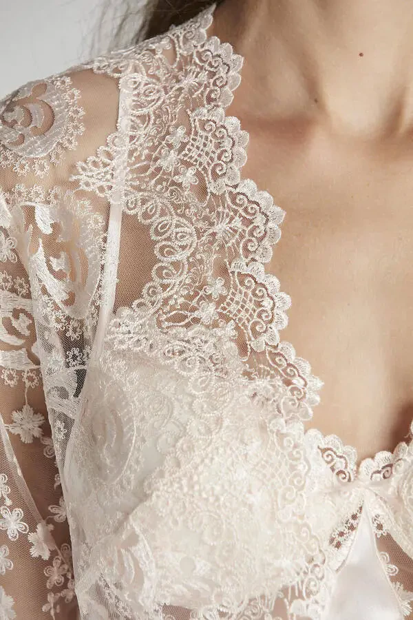 Шёлковый ночной халат пижама комплект шорт комплект из 6 предметов свадебный приданое - 6225 - 4