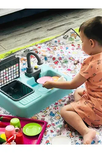 Семейный коврик 145x150 см, подставка под стульчик для кормления, защита для стола, коврик для игр, можно стирать в машине. - 5