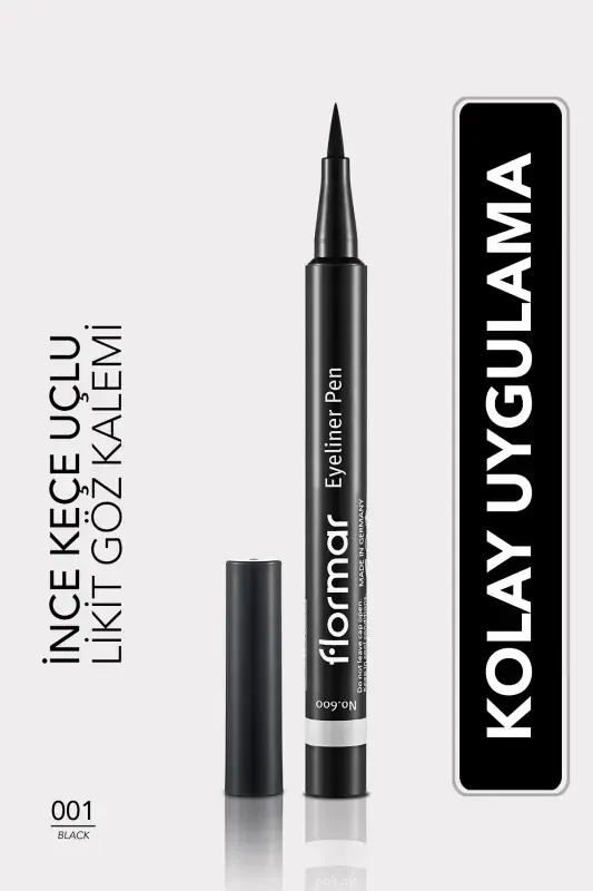 Semi Matte Finish Eyeliner (BLACK) - Eyeliner Pen - 001 Black - 8690604109609 - FLORMAR