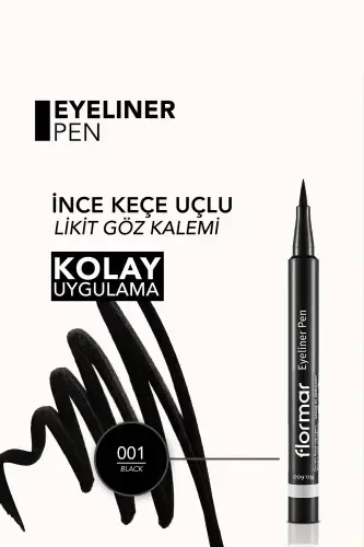 Semi Matte Finish Eyeliner (BLACK) - Eyeliner Pen - 001 Black - 8690604109609 - 3