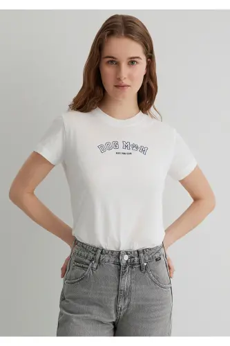 Semi Slim Kırık Beyaz Kadın T-shirt M1613194-70057 - Kırık Beyaz - 1