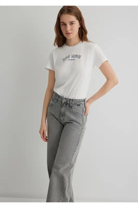 Semi Slim Kırık Beyaz Kadın T-shirt M1613194-70057 - Kırık Beyaz - 2
