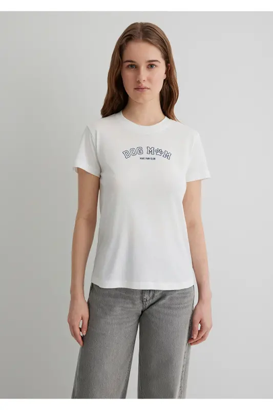 Semi Slim Kırık Beyaz Kadın T-shirt M1613194-70057 - Kırık Beyaz - 3