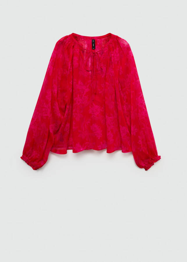 Semi-transparent floral blouse - Red - 3