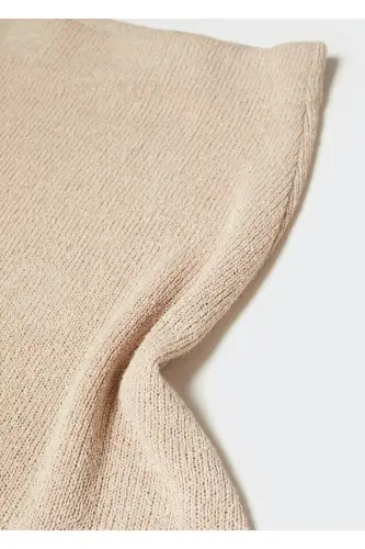 Semi-Transparent Knitted Mini Skirt - Sand Beige - 5