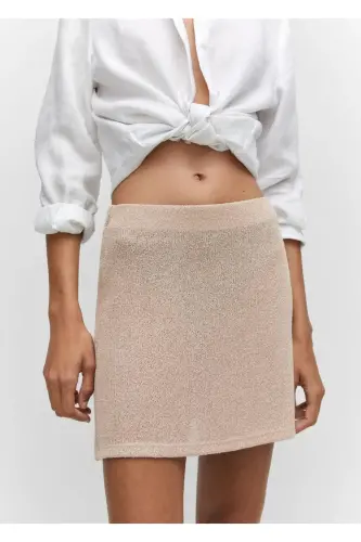 Semi-Transparent Knitted Mini Skirt - Sand Beige - 7