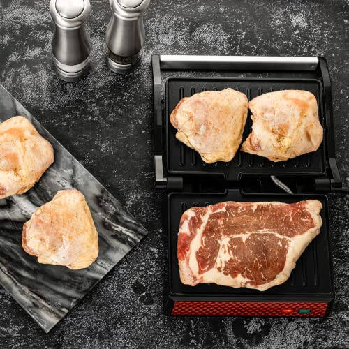 Сэндвичница OVENTE Electric Panini Press с антипригарным покрытием, открывается на 180 градусов, чтобы вместить любой тип или размер пищи, 1000 Вт Внутренний гриль, идеально подходит для кесадильи, бургеров и многого другого, красный GP0620R - 5