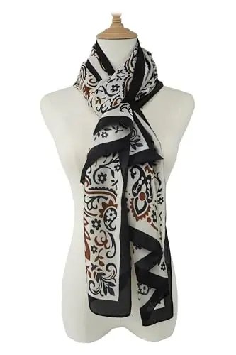 YOUR SMILE Large Mulberry Silk Feeling Long Stain Scarf Lightweight Sunscreen Shawls Wraps for Women - 3