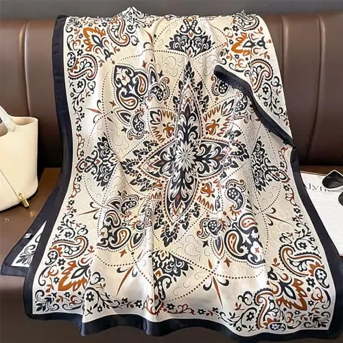 YOUR SMILE Large Mulberry Silk Feeling Long Stain Scarf Lightweight Sunscreen Shawls Wraps for Women - 5
