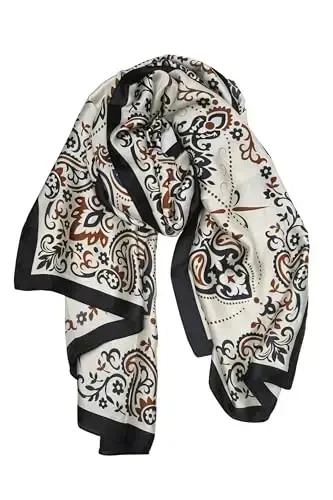 YOUR SMILE Large Mulberry Silk Feeling Long Stain Scarf Lightweight Sunscreen Shawls Wraps for Women 