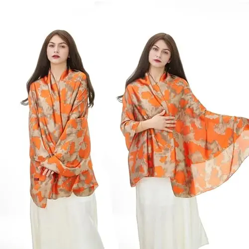 YOUR SMILE Large Mulberry Silk Feeling Long Stain Scarf Lightweight Sunscreen Shawls Wraps for Women - 3