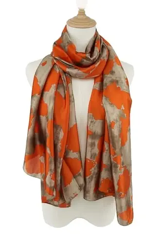 YOUR SMILE Large Mulberry Silk Feeling Long Stain Scarf Lightweight Sunscreen Shawls Wraps for Women - 4