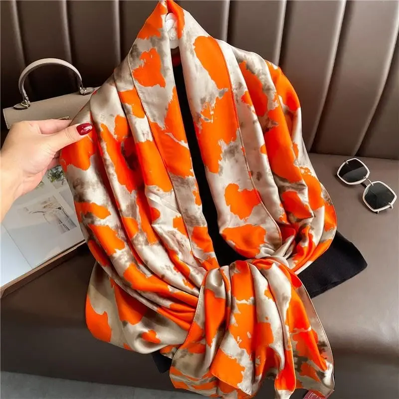 YOUR SMILE Large Mulberry Silk Feeling Long Stain Scarf Lightweight Sunscreen Shawls Wraps for Women - 6
