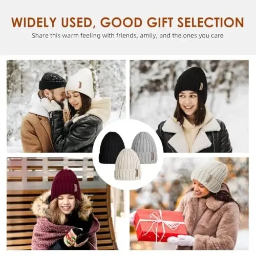 SENPUKI Womens Winter Knitted Beanie Hat 3PCS,Warm Knit Fashionable Caps,Womens Beanie for Fall Cold Weather - 6