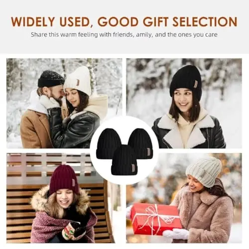 SENPUKI Womens Winter Knitted Beanie Hat 3PCS,Warm Knit Fashionable Caps,Womens Beanie for Fall Cold Weather - 7