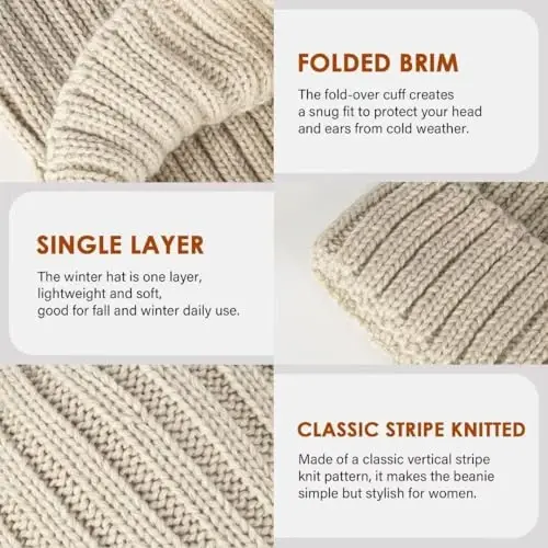 SENPUKI Womens Winter Knitted Beanie Hat 3PCS,Warm Knit Fashionable Caps,Womens Beanie for Fall Cold Weather - 6