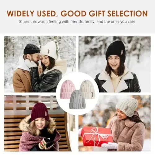 SENPUKI Womens Winter Knitted Beanie Hat 3PCS,Warm Knit Fashionable Caps,Womens Beanie for Fall Cold Weather - 7