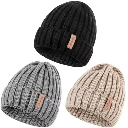 SENPUKI Womens Winter Knitted Beanie Hat 3PCS,Warm Knit Fashionable Caps,Womens Beanie for Fall Cold Weather - 7
