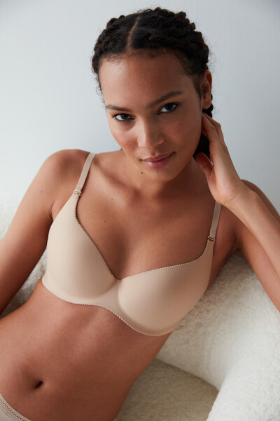 Sensation Beige Seamless Push Up Support Bra - 4