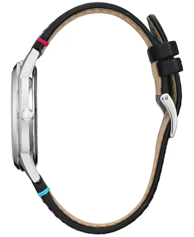 Sensational Six Black Leather Strap Watch 40mm-Black - 2