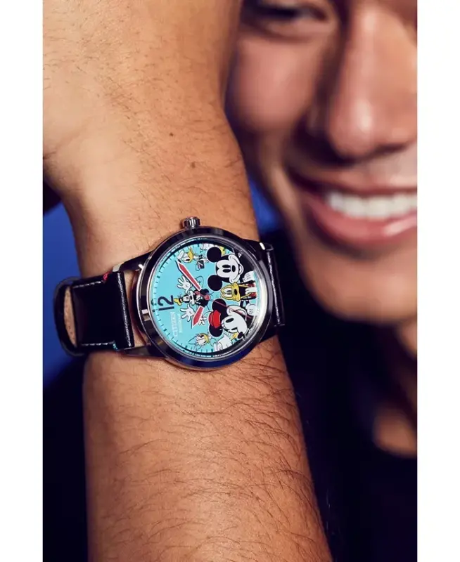 Sensational Six Black Leather Strap Watch 40mm-Black - 4