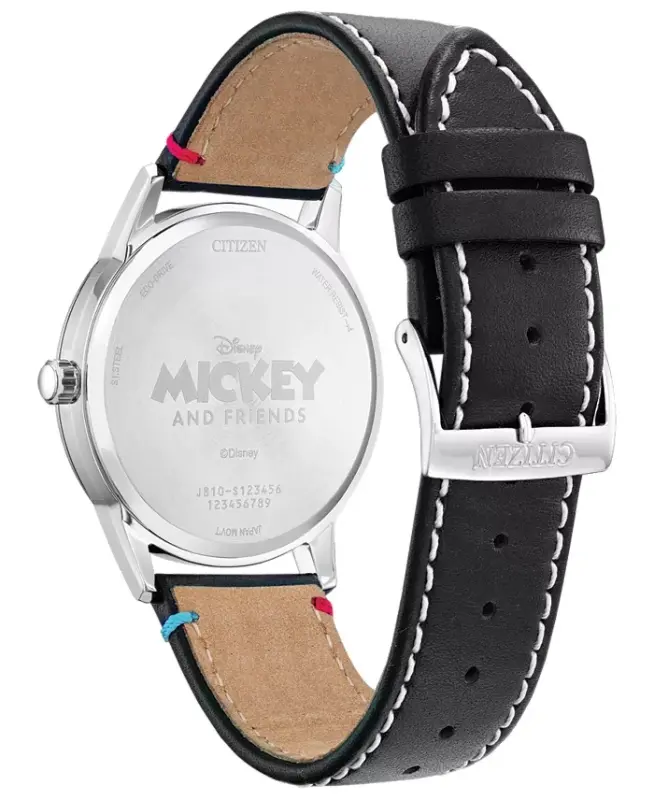 Sensational Six Black Leather Strap Watch 40mm-Black - 6