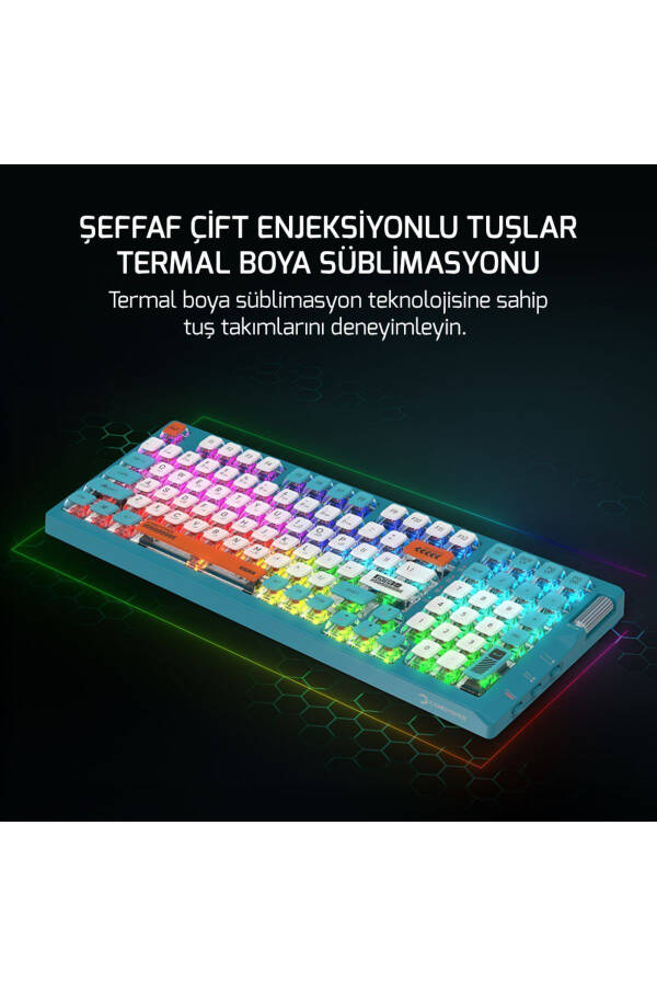 Sense RGB Kablosuz/Bluetooth/Kablolu Mekanik Red Switch Oyun Klavyesi - 5