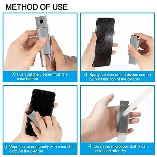 Sensorli ekran uchun tozalovchi purkagich, walrfid Elektron smartfon TV, noutbuk, planshet, kompyuter LCD tekis ekranlar, ko'zoynaklar, iPhone, iPad, MacBook Pro uchun tozalash vositasi - och kulrang - 3