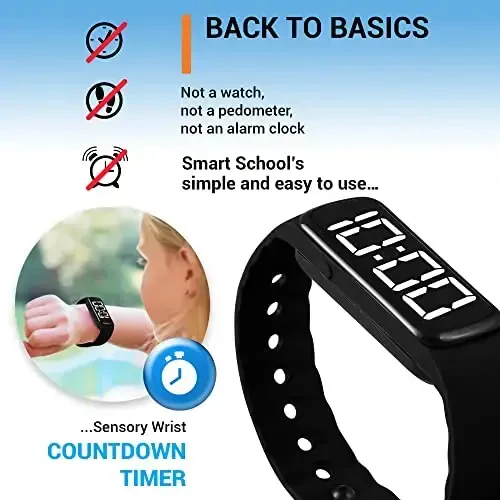 Sensory Wrist Timer for Kids, Teachers, Students, Simple Reminder Watch with Silent Alarm Clock Wristband, Classroom Countdown (Black) - 4