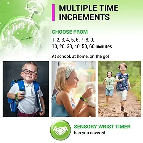 Sensory Wrist Timer for Kids, Teachers, Students, Simple Reminder Watch with Silent Alarm Clock Wristband, Classroom Countdown (Green) - 3