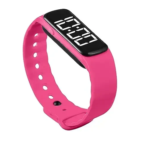 Sensory Wrist Timer for Kids, Teachers, Students, Simple Reminder Watch with Silent Alarm Clock Wristband, Classroom Countdown (Pink) 