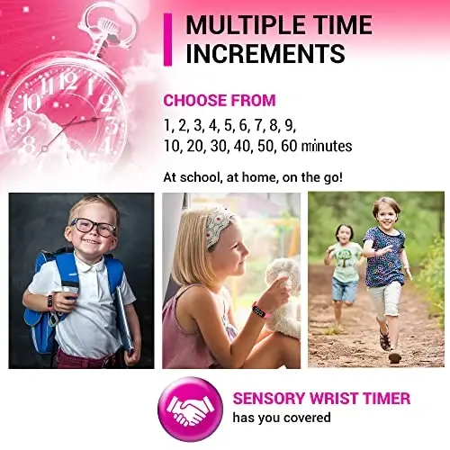Sensory Wrist Timer for Kids, Teachers, Students, Simple Reminder Watch with Silent Alarm Clock Wristband, Classroom Countdown (Pink) - 3
