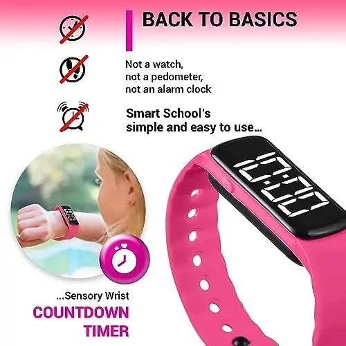 Sensory Wrist Timer for Kids, Teachers, Students, Simple Reminder Watch with Silent Alarm Clock Wristband, Classroom Countdown (Pink) - 4