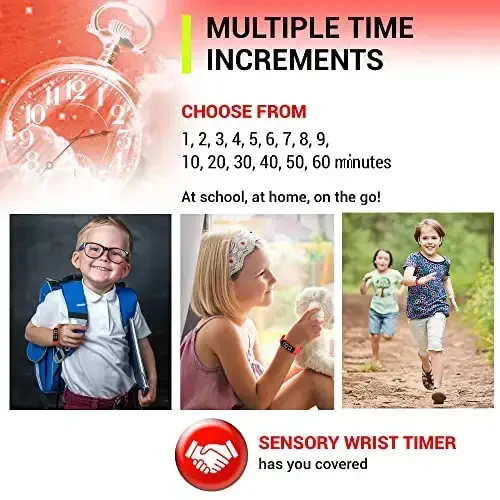 Sensory Wrist Timer for Kids, Teachers, Students, Simple Reminder Watch with Silent Alarm Clock Wristband, Classroom Countdown (Red) - 3