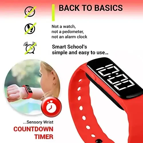 Sensory Wrist Timer for Kids, Teachers, Students, Simple Reminder Watch with Silent Alarm Clock Wristband, Classroom Countdown (Red) - 4