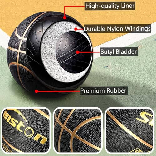 Senston 29.5'' Açık Hava Kapalı Ortam Kauçuk Basketbol Topu Resmi Boyut 7 Sokak Basketbolu Pompasıyla - 5