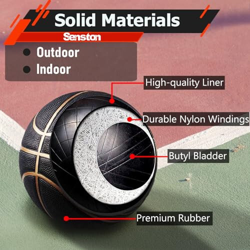 Senston 29.5'' Basketball Outdoor Indoor Rubber Basketball Ball Official Size 7 Street Basketball with Pump - 13