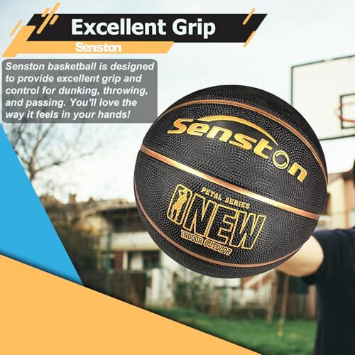 Senston 29.5'' Basketball Outdoor Indoor Rubber Basketball Ball Official Size 7 Street Basketball with Pump - 8