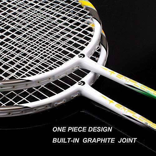 Senston Badminton Rackets Set of 2, Graphite Shaft Badminton Racquets Including Badminton Bag, 2 Badminton Shuttlecock, 2 Racquet Grip - 10