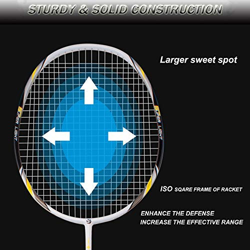 Senston Badminton Rackets Set of 2, Graphite Shaft Badminton Racquets Including Badminton Bag, 2 Badminton Shuttlecock, 2 Racquet Grip - 12