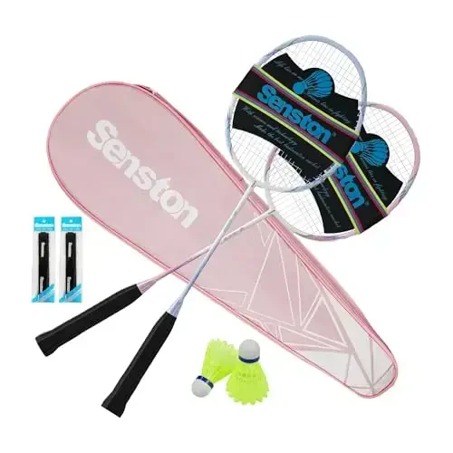 Senston Badminton Rackets Set of 2 Including Badminton Bag, 2 Badminton Shuttlecock, 2 Racquet Grip - Badminton Racket Set for Beginners - 4