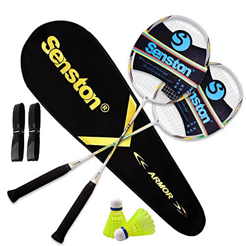 Senston Badminton Raket Seti 2'li, Grafit Saplı Badminton Raketleri, Badminton Çantası, 2 Badminton Topu, 2 Raket Tutacağı Dahil - 7