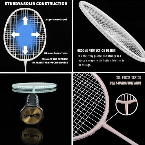 Senston Badminton Raketi, Açık Hava, Bahçe, Spor Salonu İçin 6 Naylon Çift Kalemeli Hafif Badminton Raketi Seti, 4'lü Paket - 11