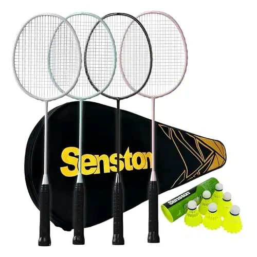 Senston Badminton Raketkasi, Tashqi, Hoвли, Sport Zalı Uchun 6 ta Neylon Volanchali Yengil Badminton Raketkasi To'plami, 4 ta Paket - 5