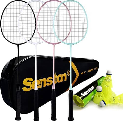 Senston Badminton Raketkasi, Tashqi, Hoвли, Sport Zalı Uchun 6 ta Neylon Volanchali Yengil Badminton Raketkasi To'plami, 4 ta Paket - 1