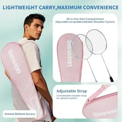 Senston Badminton Rackets Set of 2 Including Badminton Bag, 2 Badminton Shuttlecock, 2 Racquet Grip - Badminton Racket Set for Beginners - 3