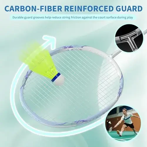 Senston Badminton Rackets Set of 2 Including Badminton Bag, 2 Badminton Shuttlecock, 2 Racquet Grip - Badminton Racket Set for Beginners - SENSTON (1)