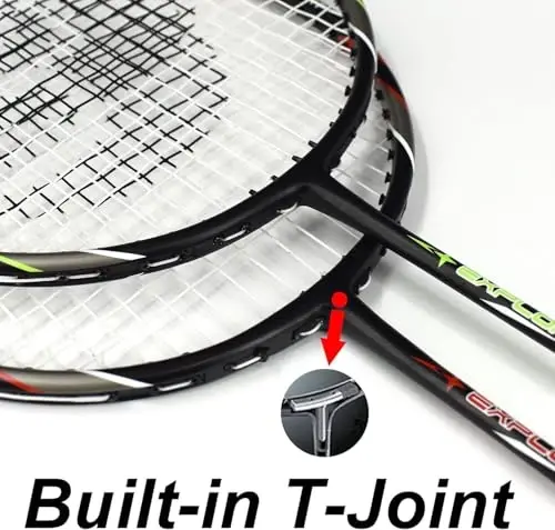 Senston Badminton Rackets Set of 2 Including Badminton Bag, 2 Badminton Shuttlecock, 2 Racquet Grip - Perfect for Beginners - 2