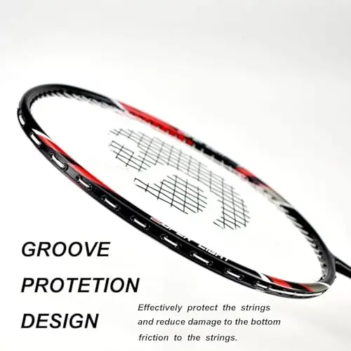 Senston Badminton Rackets Set of 2 Including Badminton Bag, 2 Badminton Shuttlecock, 2 Racquet Grip - Perfect for Beginners - 4