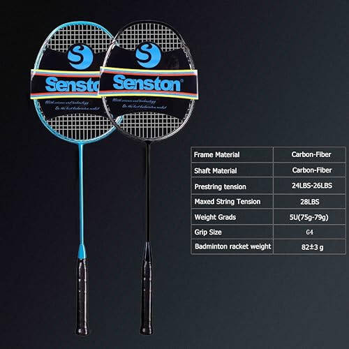 Senston N80-2 Paket Badminton Raketi, Profesyonel Tam Karbon Fiber Badminton Raketi Seti Kavrama ile - 11